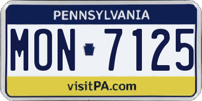 PA license plate MON7125