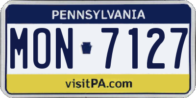 PA license plate MON7127