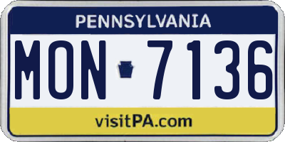 PA license plate MON7136