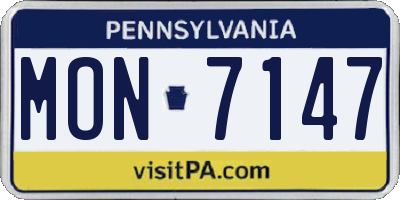 PA license plate MON7147
