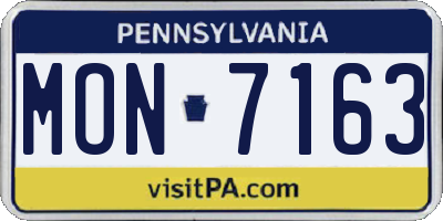 PA license plate MON7163