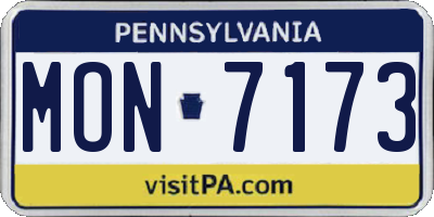 PA license plate MON7173