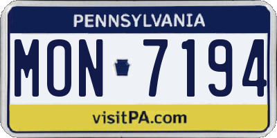 PA license plate MON7194