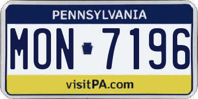 PA license plate MON7196