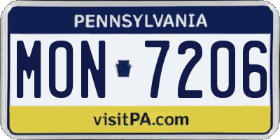 PA license plate MON7206