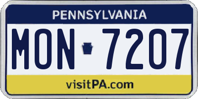 PA license plate MON7207