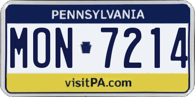 PA license plate MON7214
