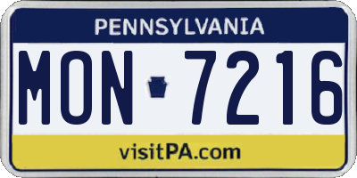 PA license plate MON7216