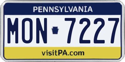 PA license plate MON7227
