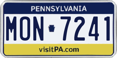 PA license plate MON7241