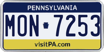 PA license plate MON7253