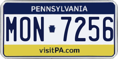 PA license plate MON7256
