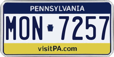 PA license plate MON7257