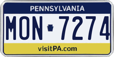 PA license plate MON7274
