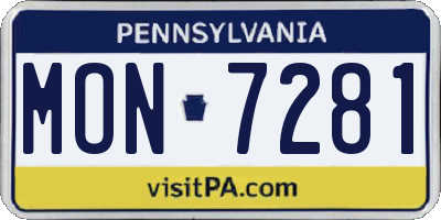 PA license plate MON7281