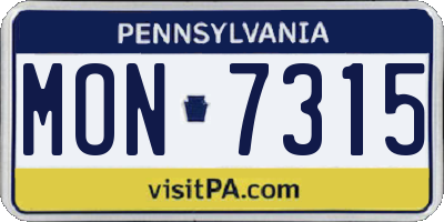PA license plate MON7315