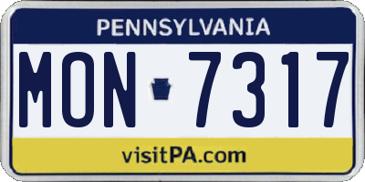 PA license plate MON7317