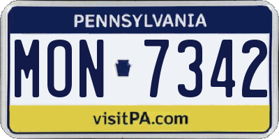 PA license plate MON7342