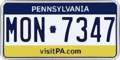 PA license plate MON7347