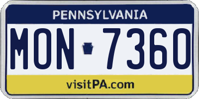 PA license plate MON7360