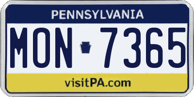 PA license plate MON7365