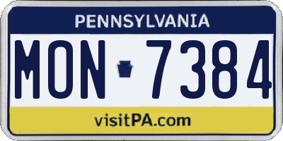 PA license plate MON7384