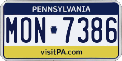 PA license plate MON7386