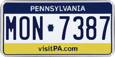 PA license plate MON7387