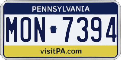 PA license plate MON7394