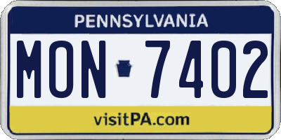 PA license plate MON7402