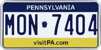 PA license plate MON7404