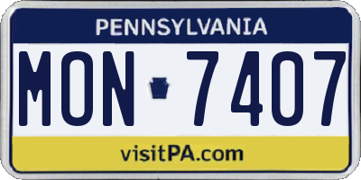 PA license plate MON7407