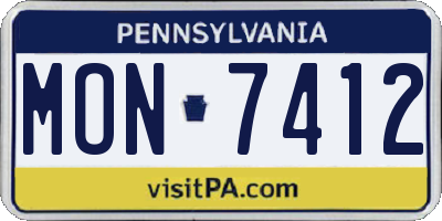 PA license plate MON7412