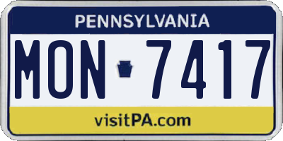 PA license plate MON7417