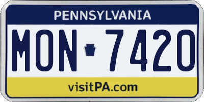PA license plate MON7420