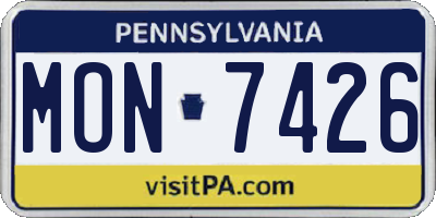 PA license plate MON7426
