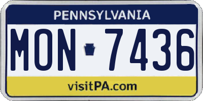 PA license plate MON7436