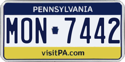 PA license plate MON7442