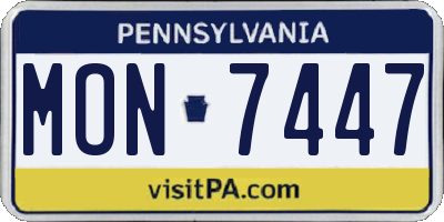 PA license plate MON7447