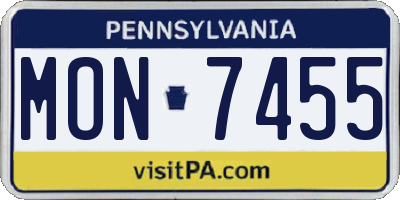 PA license plate MON7455
