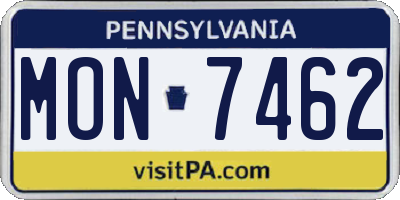 PA license plate MON7462