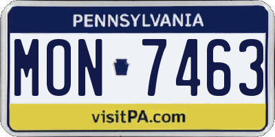 PA license plate MON7463