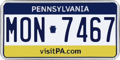 PA license plate MON7467