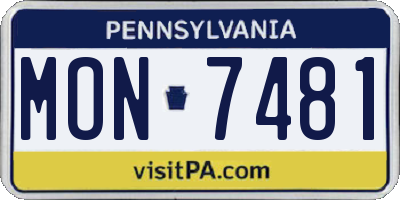 PA license plate MON7481