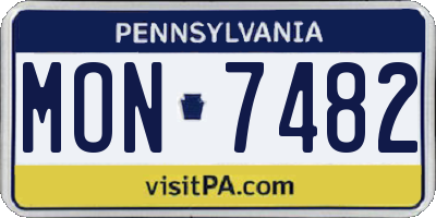 PA license plate MON7482