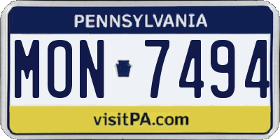 PA license plate MON7494