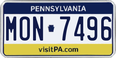 PA license plate MON7496