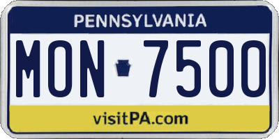 PA license plate MON7500