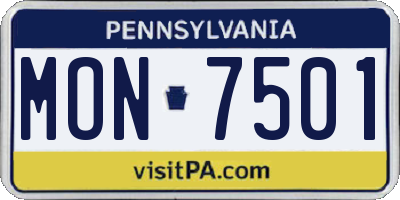 PA license plate MON7501