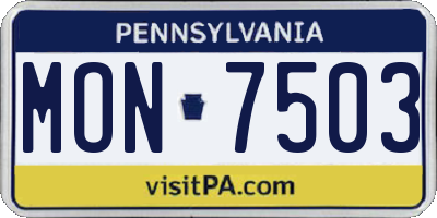 PA license plate MON7503